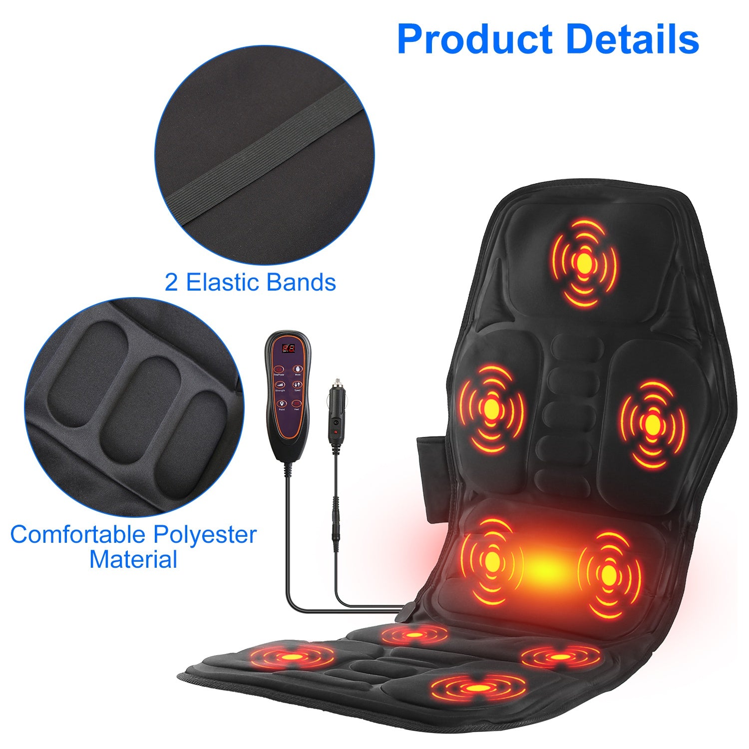 1Pc Full Body Massage Chair Pad with Heat Multifunctional Back Massager with Pinpoint Massage Vibration Timer for Home Office Car Use