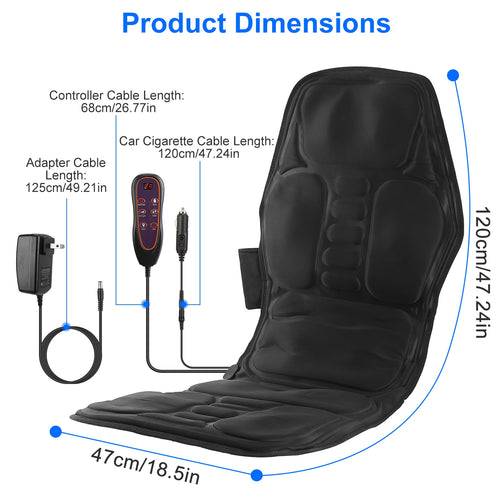 1Pc Full Body Massage Chair Pad with Heat Multifunctional Back Massager with Pinpoint Massage Vibration Timer for Home Office Car Use