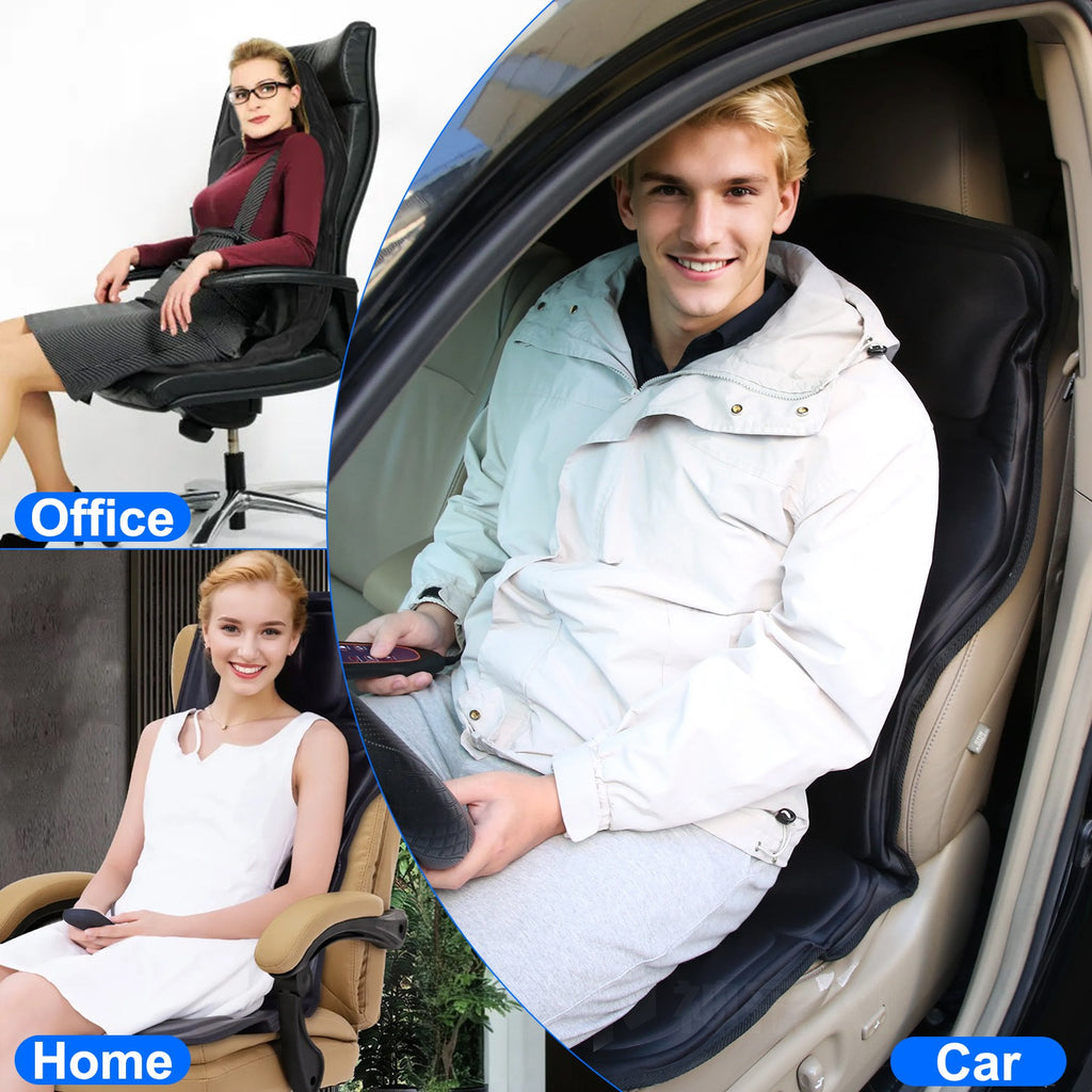 1Pc Full Body Massage Chair Pad with Heat Multifunctional Back Massager with Pinpoint Massage Vibration Timer for Home Office Car Use