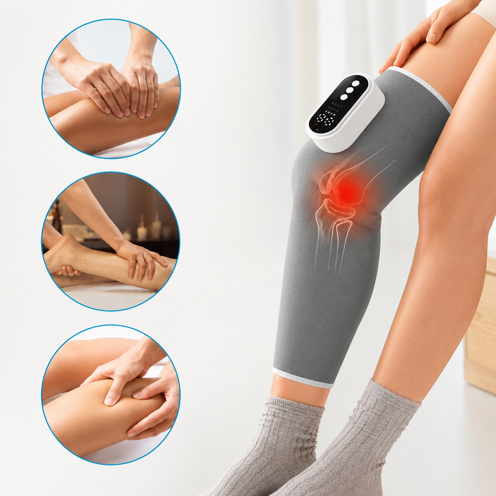 1Pc Cordless Leg Massager Air Compression Massager with Heat Thigh Knee Calf Massager with 3 Modes Adjustable Wrap for Pain Relief